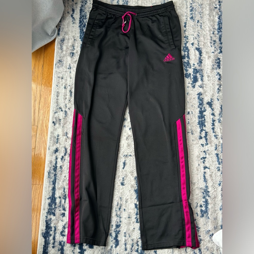 adidas Black and Pink Track Pants